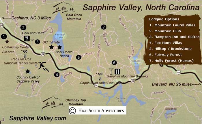 Sapphire Valley Resort Lodging Map