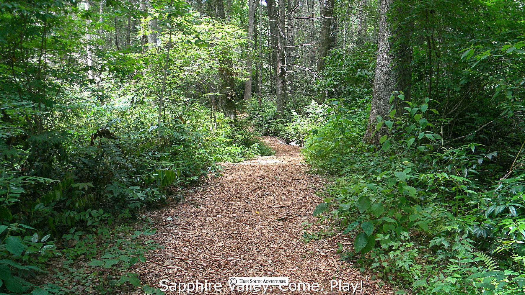 he River Walk has a fresh bed of mulch and really has zero elevation change making it a nice walk for young and old alike.  We hope you enjoy this recently renovated Sapphire Valley Resort Amenity!